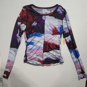 NWT FREE PEOPLE MOVEMENT Right On Run Printed Long Sleeve Layer Rocky Ridge sz L